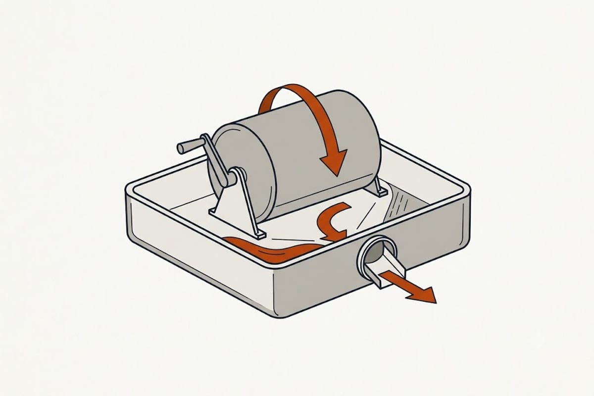 A pan and drain under a heater